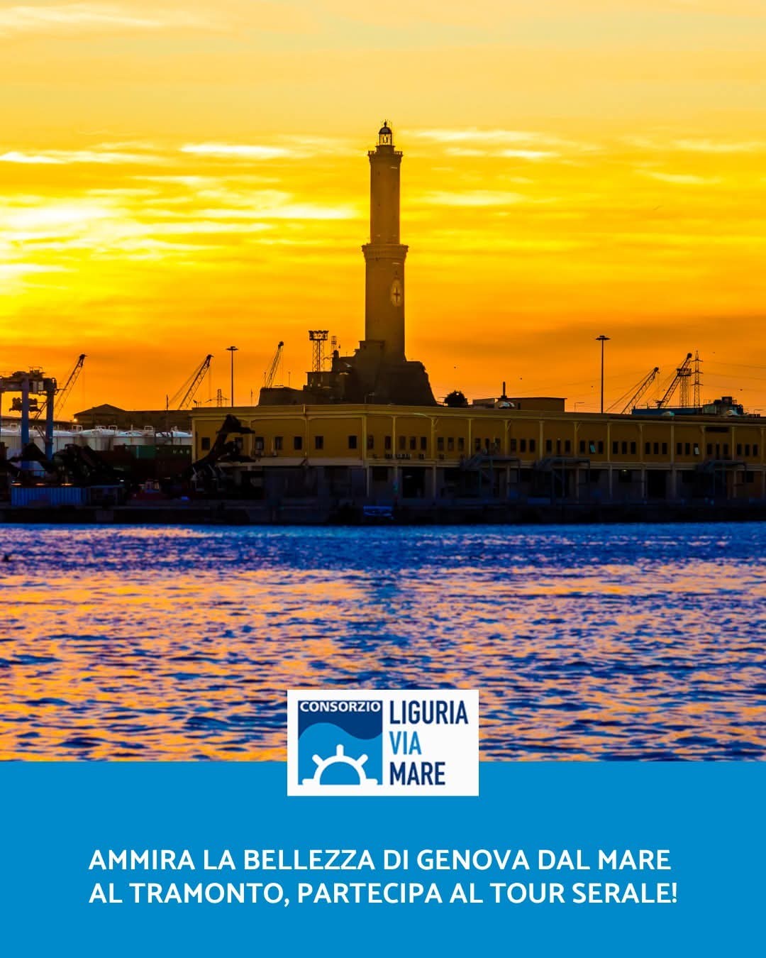 Tornaaa! Tramonto su Genova! Escursione serale in battello  con partenza dal Porto Antico alle 19,15 per 1 persona . Per i più romantici! 